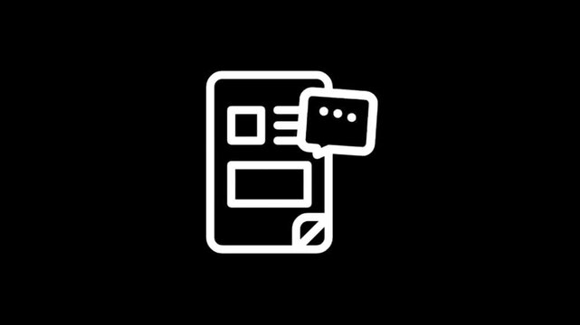 Animated document icon with speech bubble for communication and data