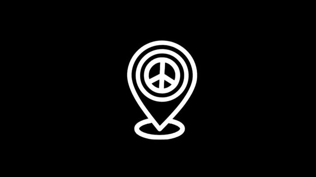 Peaceful location marker icon animation on black background
