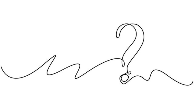 Animated self drawing Continuous one line drawing of Minimalist question mark, Animation on white background 4K, Animation Video seamless loop minimal thinking concept motion, 