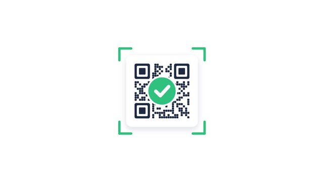 QR code scanning with scanner frame and check flat animation