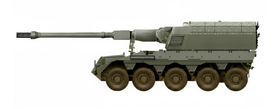 The concept of a wheeled self-propelled howitzer based on an improved DAF 10x10 chassis using a 155mm gun