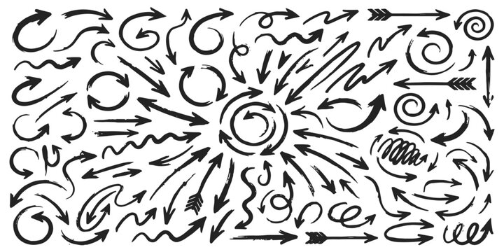 Set of hand drawn arrows and doodle pointers for design elements