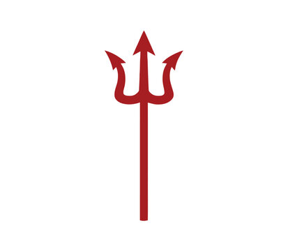 Devil Trident Icon Featuring a Sharp Three-Pronged Pitchfork for Halloween, Demon Characters, Fantasy Themes, and Dark Mythology Vector Illustration