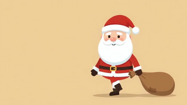 Santa Walks Carrying a Gift Sack Animation Video