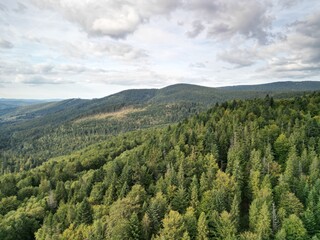 Beskidy - Polska  Babia Góra i okolice, zdjęcie wykonane dronem. Krajobraz, las, góry, piękny widok © Konrad