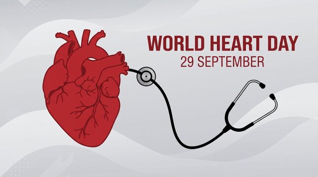 World heart day illustration with stethoscope