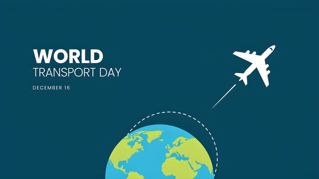 World transport day concept with airplane flying around the globe illustration