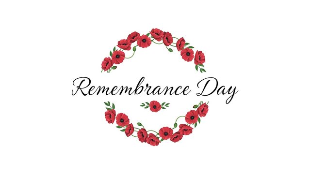 Remembrance day banner with red poppy wreath