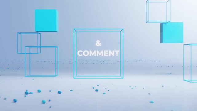Thanks for watching and like share subscribe comment button YouTube outro video end screen blue cubes neon frames