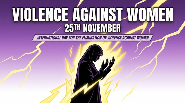 Silhouette woman praying on international violence against women day