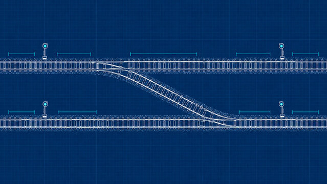 Railway Signaling Blocks and Crossover Blueprint