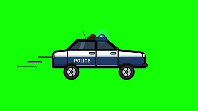 Fast Moving Police Car Animation With Flashing Sirens For Emergency Services Response And Law Enforcement Security Concept Visual Media Project