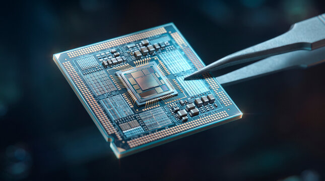 Technology event showcasing AI accelerator chip testing with