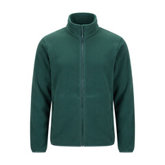 Men green fleece jacket with zip mock up © BTG