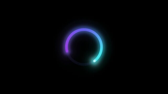Gradient ring loading spinner rotating in cyan, indigo and violet with a soft neon glow for app and UI loading screens