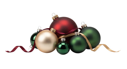 Assortment of Christmas baubles with elegant satin ribbons © BTG