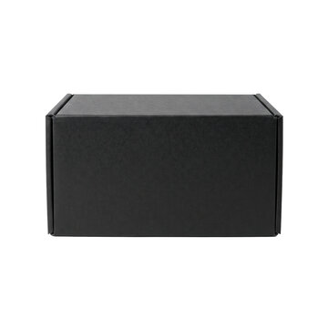 Blank black rectangular cardboard shipping box mockup