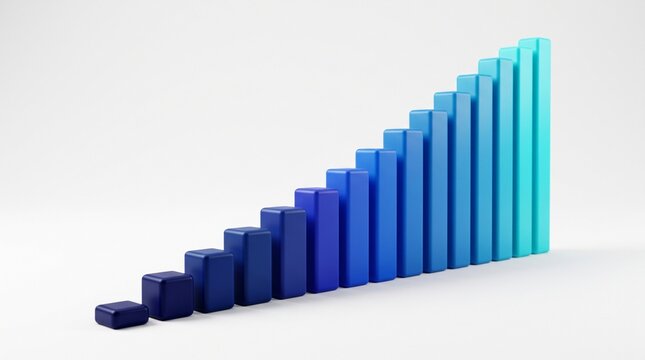Business growth chart with blue rising bars showing financial success