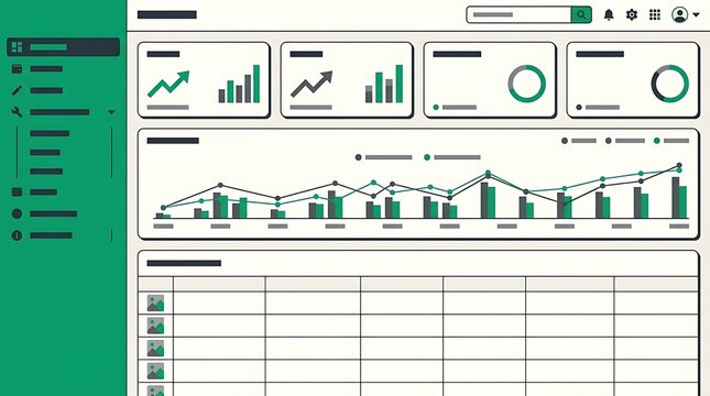 User Dashboard Interface with Analytics Charts and Data Tables for Business Performance Tracking and Financial Reporting