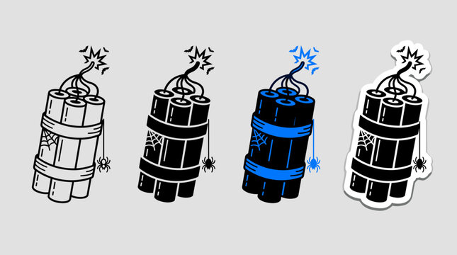 Halloween Dynamite Sticks Bomb Bundle Vector Icon Set