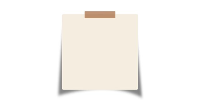 Blank adhesive note with tape on white background