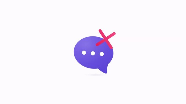 Animated purple chat bubble showing a loading spinner and red cross for a failed message sending error.