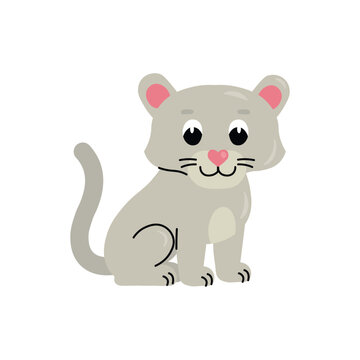 Cute cartoon cougar for children, isolated on a white background.