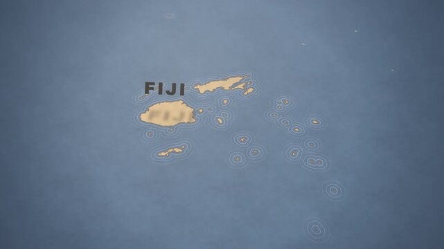 Vintage style map of Fiji showing the archipelago as a travel destination in Oceania.