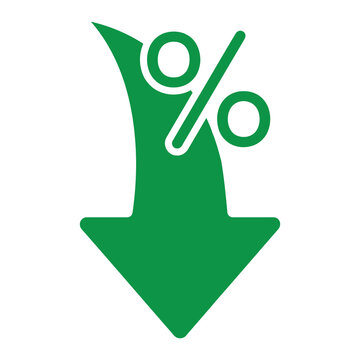 Green Percentage Discount Down Arrow Price Drop Icon