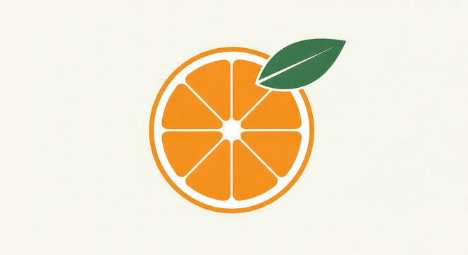 Fresh orange slice with green leaf citrus fruit segment healthy food