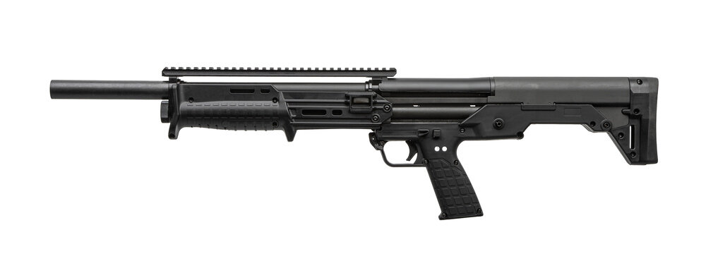 Bullpup tactical shotgun isolated background