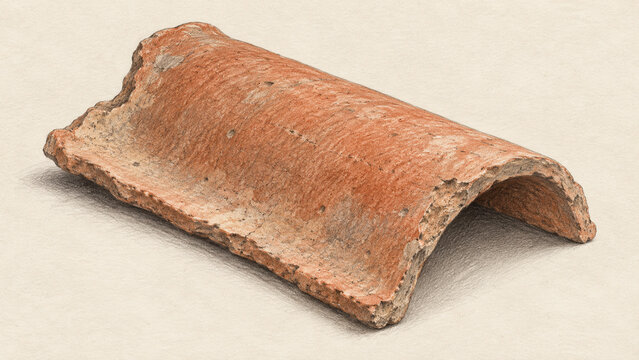 Generic Clay Roof Tile Fragment with a Curved Profile