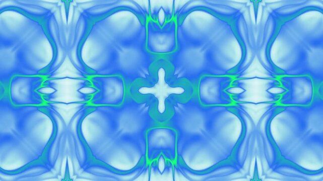 Abstract blue and green seamless geometric pattern with smooth fluid shapes.