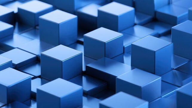 Cubic geometry in gradient blue tones for modern art background