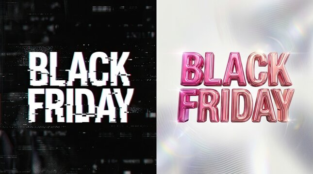 Black friday sale announcement with contrasting dark and bright backgrounds