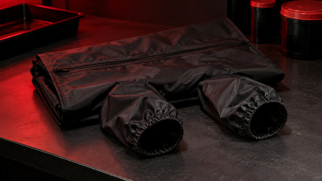 Folded Black Film Changing Bag with Two Sleeve Openings