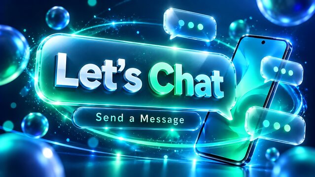 Lets Chat Neon Message Bubble App Interface Smartphone Screen