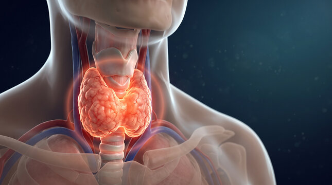 Goiter Enlarged Thyroid Gland Medical Illustration Showing Swollen Neck Anatomy With Highlighted Affected Area