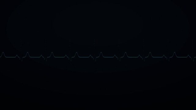 Glowing heartbeat pulse wave line scrolling on dark background loop
