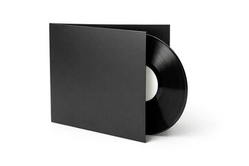 Obraz na płótnie Canvas Black vinyl record with sleeve.
