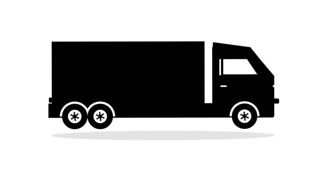 Vector silhouette icon of a modern delivery truck, symbolizing efficient logistics, cargo, and freight transportation. Perfect graphic for shipping and moving services