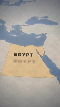 Vintage style map highlighting Egypt as a travel destination in North Africa.