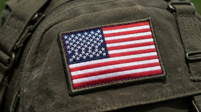 American flag patch sewn on a tactical backpack