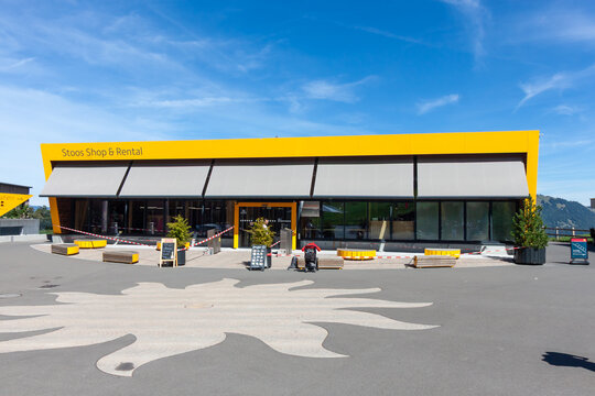 Exterior view of Stoos Shop and Rental building in Stoos alpine village resort