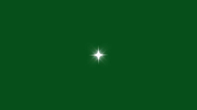 Stars twinkle shining light twinkling effect glowing on transparent green screen background,  like flash rays, 4k loop star effect animation, single star glitter sparkle overlay
