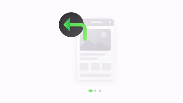 Animated mobile app navigation icon showing a back arrow to return to the previous page.