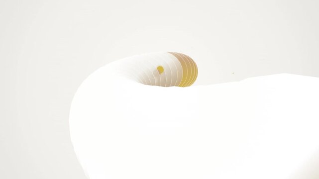 Abstract futuristic 3d geometric cylinder shape floating in minimalist bright white background stock photo