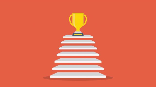 The ladder to the trophy of success. isolated on background, business challenge failure and success concept.