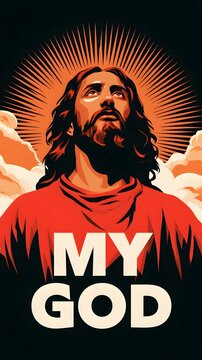 Majestic divine figure radiating light with text space
