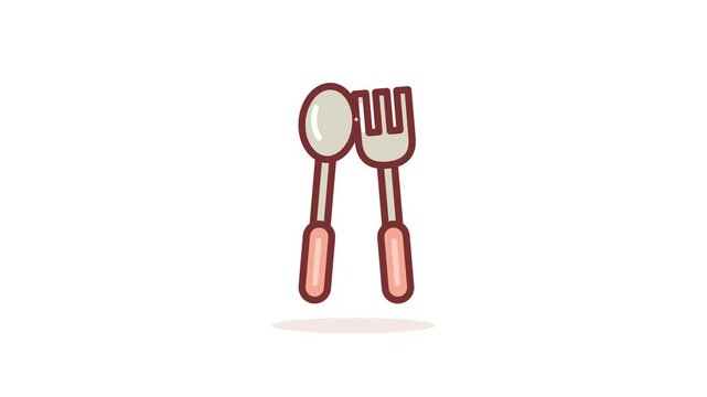 Charming vector illustration of classic dining utensils, featuring a spoon and a fork with pastel pink handles, ready for a mealtime design project or culinary-themed graphic design application